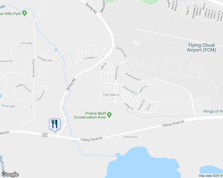 map of restaurants, bars, coffee shops, grocery stores, and more near 15571 June Grass Lane in Eden Prairie