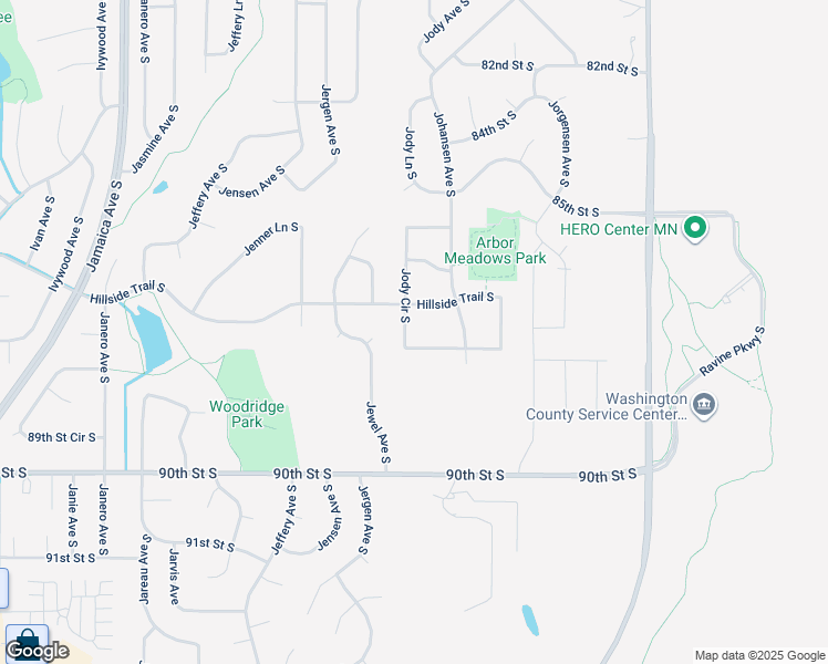 map of restaurants, bars, coffee shops, grocery stores, and more near 8821 Jody Circle South in Cottage Grove