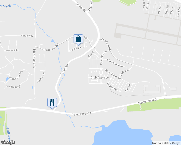 map of restaurants, bars, coffee shops, grocery stores, and more near 15622 Lilac Drive in Eden Prairie