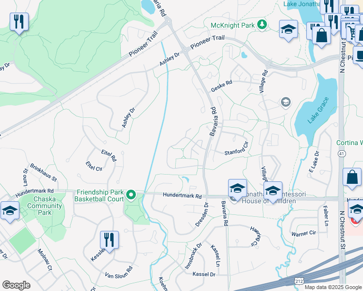 map of restaurants, bars, coffee shops, grocery stores, and more near 110925 Von Hertzen Circle in Chaska
