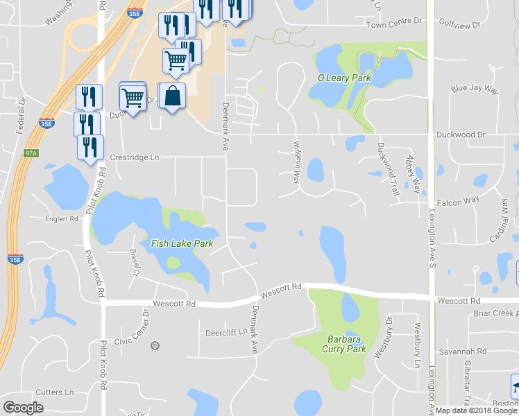 map of restaurants, bars, coffee shops, grocery stores, and more near 1195 Timbershore Lane in Eagan