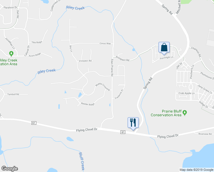 map of restaurants, bars, coffee shops, grocery stores, and more near 16400 Wuttke Crossing in Eden Prairie