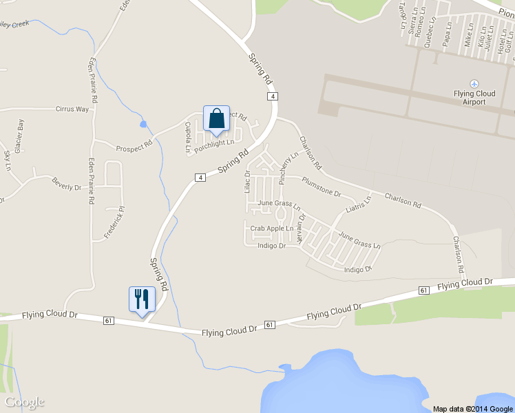 map of restaurants, bars, coffee shops, grocery stores, and more near 15622 Lilac Drive in Eden Prairie