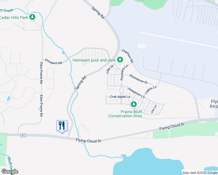 map of restaurants, bars, coffee shops, grocery stores, and more near 15622 Lilac Drive in Eden Prairie