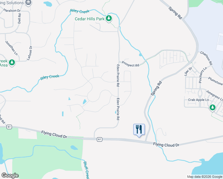 map of restaurants, bars, coffee shops, grocery stores, and more near 16400 Wuttke Crossing in Eden Prairie