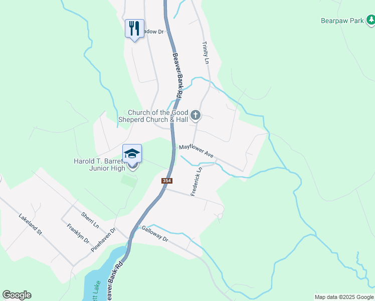 map of restaurants, bars, coffee shops, grocery stores, and more near 11 Mayflower Avenue in Beaver Bank
