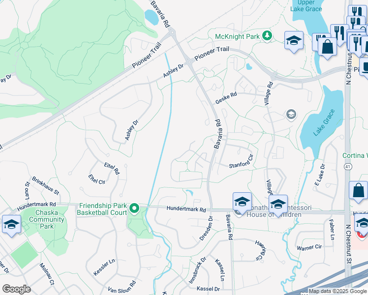 map of restaurants, bars, coffee shops, grocery stores, and more near 110925 Von Hertzen Circle in Chaska