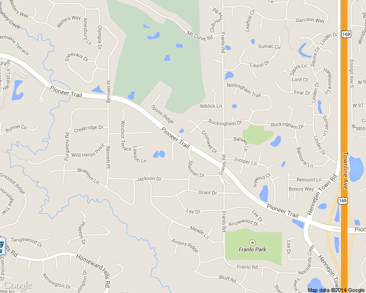 map of restaurants, bars, coffee shops, grocery stores, and more near 10667 Sherman Drive in Eden Prairie