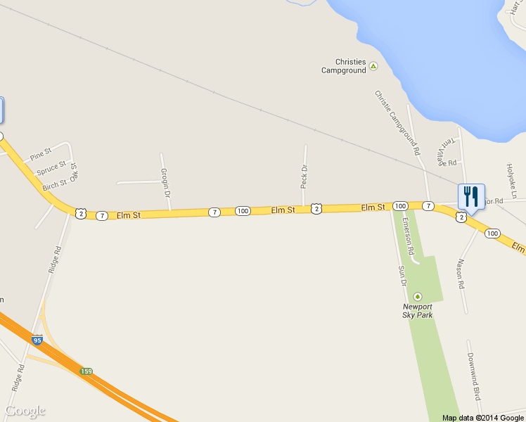 map of restaurants, bars, coffee shops, grocery stores, and more near 95 Elm Street in Newport