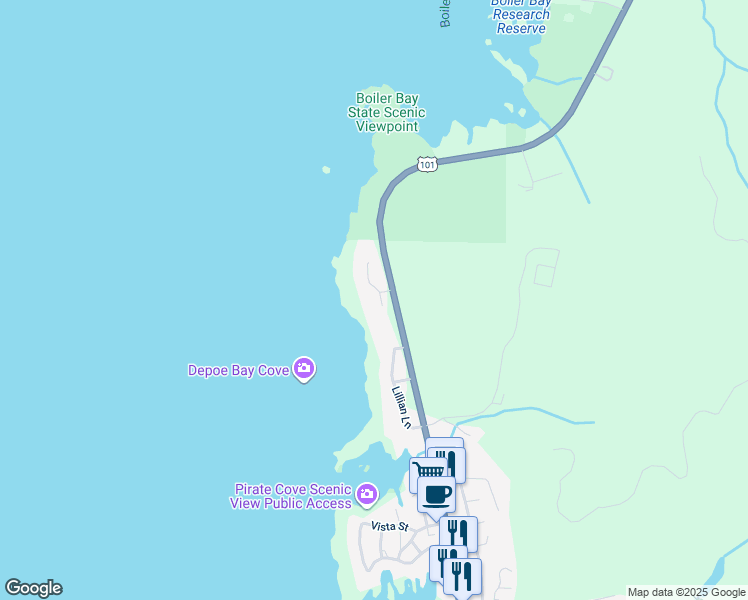 map of restaurants, bars, coffee shops, grocery stores, and more near 1113 U.S. 101 in Depoe Bay