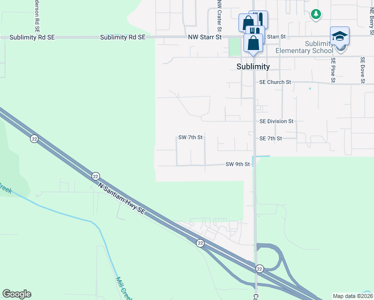 map of restaurants, bars, coffee shops, grocery stores, and more near 73 Southwest Emerald Place in Sublimity