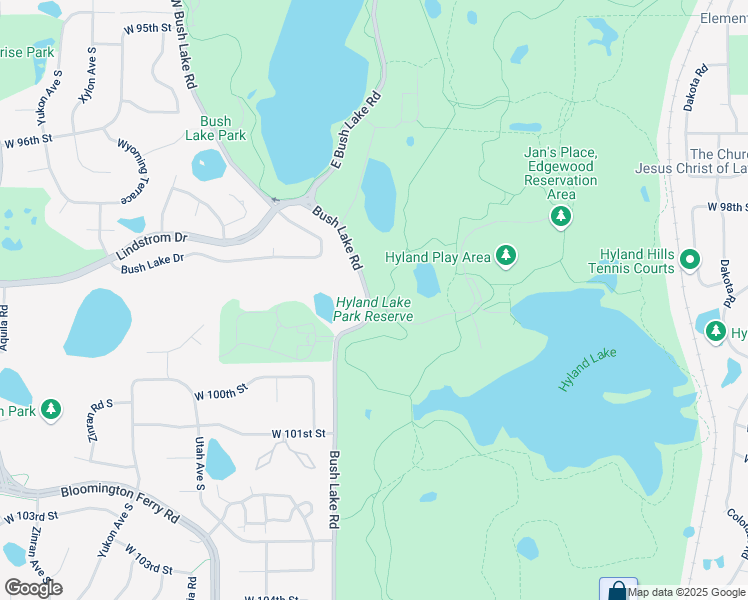 map of restaurants, bars, coffee shops, grocery stores, and more near 10145 Bush Lake Road in Bloomington