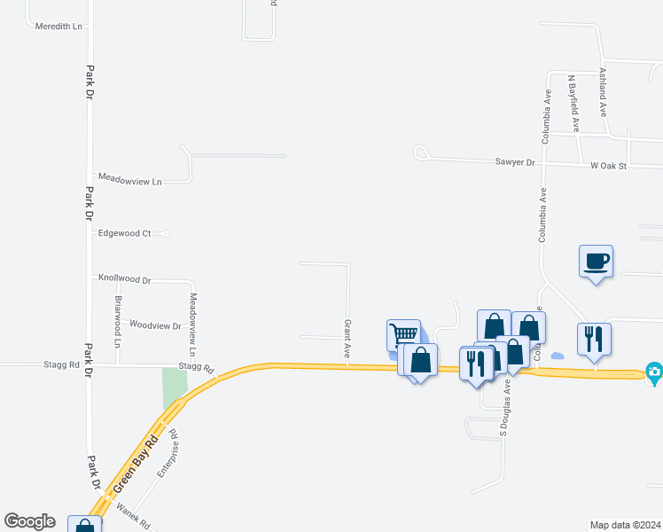 map of restaurants, bars, coffee shops, grocery stores, and more near 1635 Sycamore Street in Sturgeon Bay