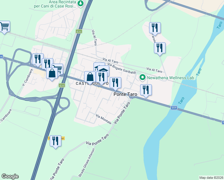 map of restaurants, bars, coffee shops, grocery stores, and more near 11 Via Emilia in Ponte Taro