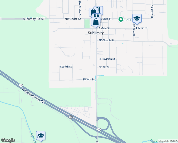 map of restaurants, bars, coffee shops, grocery stores, and more near 213 Southwest Cascade Meadow Drive in Sublimity