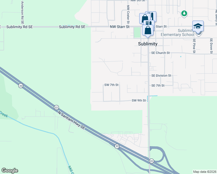map of restaurants, bars, coffee shops, grocery stores, and more near 73 Southwest Emerald Place in Sublimity