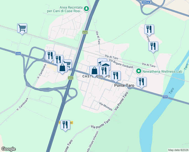 map of restaurants, bars, coffee shops, grocery stores, and more near 11 Via Emilia in Ponte Taro