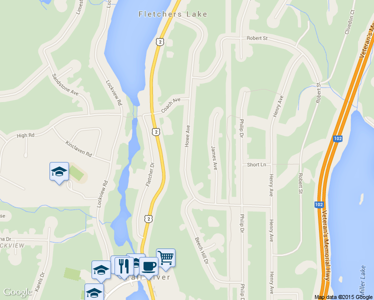 map of restaurants, bars, coffee shops, grocery stores, and more near 222 Howe Avenue in Fall River