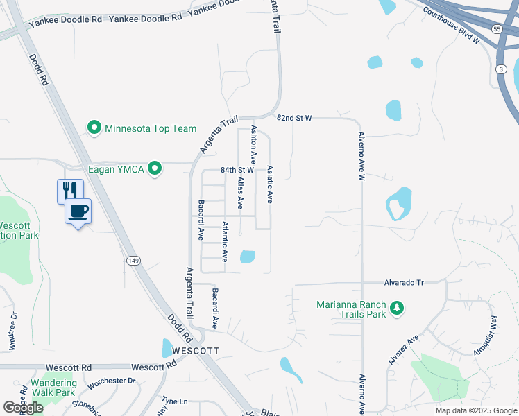 map of restaurants, bars, coffee shops, grocery stores, and more near 8510 Ashton Avenue in Inver Grove Heights