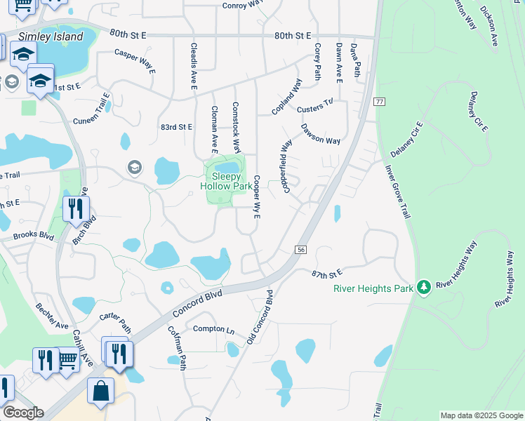 map of restaurants, bars, coffee shops, grocery stores, and more near 8426 Cooper Avenue East in Inver Grove Heights
