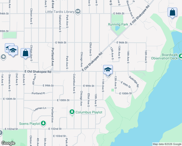 map of restaurants, bars, coffee shops, grocery stores, and more near 9800 10th Avenue South in Minneapolis