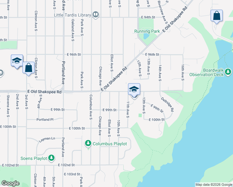 map of restaurants, bars, coffee shops, grocery stores, and more near 9800 10th Avenue South in Minneapolis