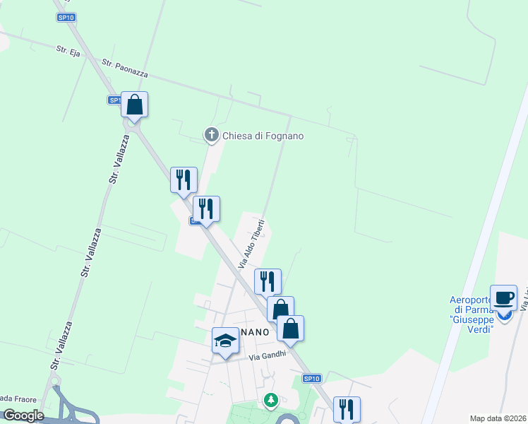 map of restaurants, bars, coffee shops, grocery stores, and more near in Province of Parma