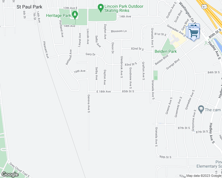 map of restaurants, bars, coffee shops, grocery stores, and more near 1749 Dixon Drive in Saint Paul Park