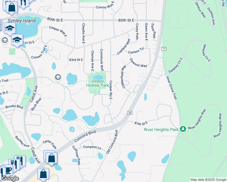 map of restaurants, bars, coffee shops, grocery stores, and more near 8426 Cooper Avenue East in Inver Grove Heights