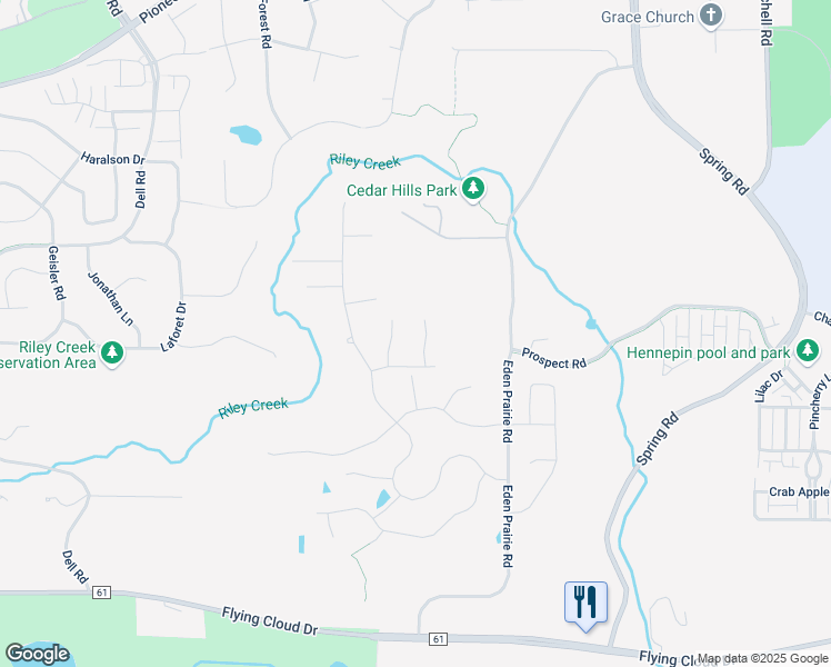 map of restaurants, bars, coffee shops, grocery stores, and more near 9784 Emerson Court in Eden Prairie