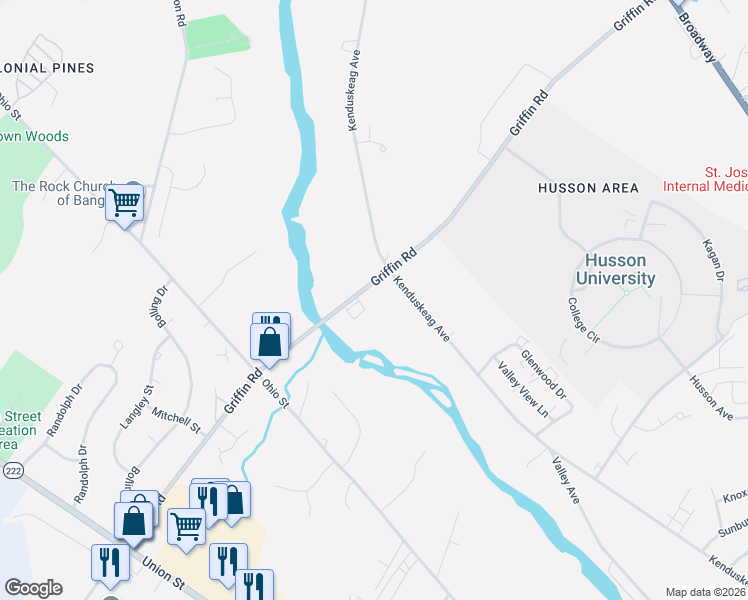 map of restaurants, bars, coffee shops, grocery stores, and more near 836 Kenduskeag Avenue in Bangor