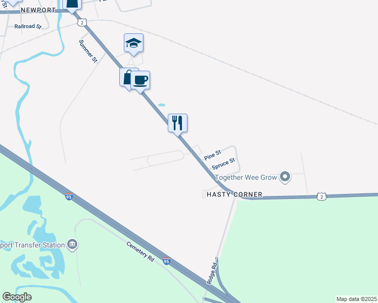 map of restaurants, bars, coffee shops, grocery stores, and more near 220 Elm Street in Newport