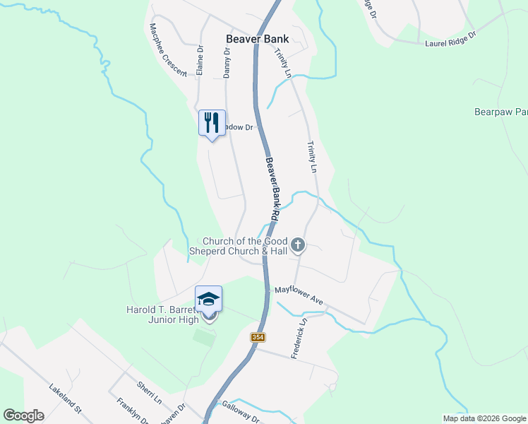 map of restaurants, bars, coffee shops, grocery stores, and more near 1002 Beaver Bank Road in Beaver Bank