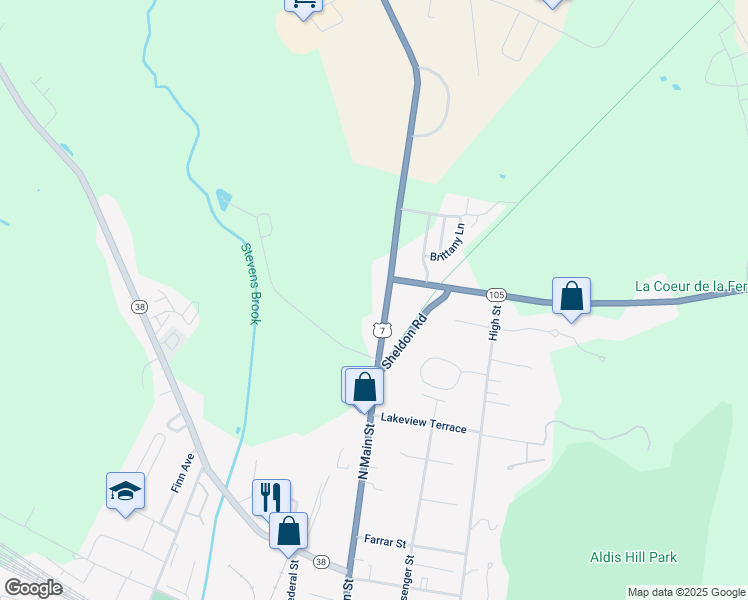 map of restaurants, bars, coffee shops, grocery stores, and more near 32 Swanton Road in Saint Albans City