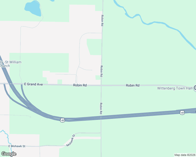 map of restaurants, bars, coffee shops, grocery stores, and more near N6519 Robin Road in Wittenberg