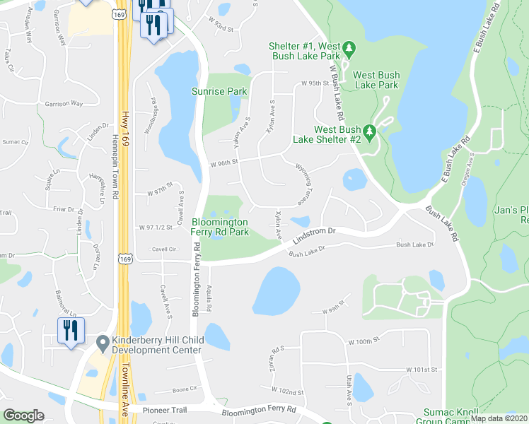 map of restaurants, bars, coffee shops, grocery stores, and more near 8009 West 97th Street in Minneapolis