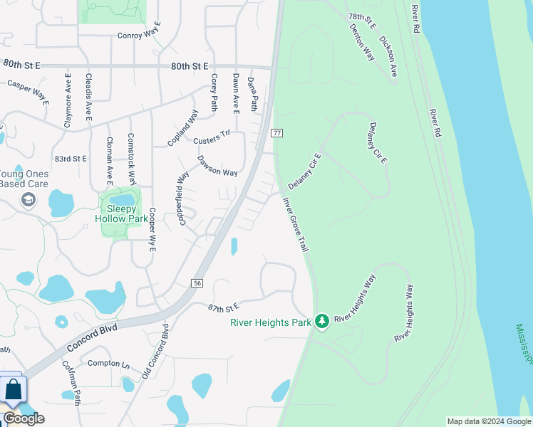 map of restaurants, bars, coffee shops, grocery stores, and more near 8342 Delaney Drive in Inver Grove Heights