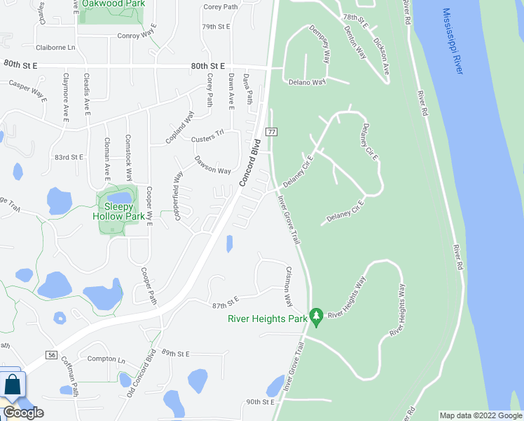 map of restaurants, bars, coffee shops, grocery stores, and more near 8277 Delaney Drive in Inver Grove Heights