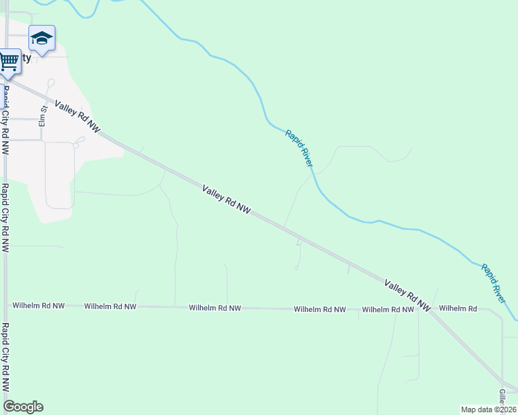 map of restaurants, bars, coffee shops, grocery stores, and more near 8760 Valley Road Northwest in Rapid City