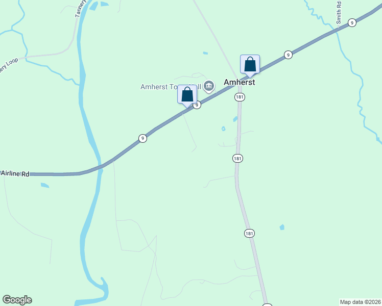 map of restaurants, bars, coffee shops, grocery stores, and more near 14 Pennington Lane in Amherst