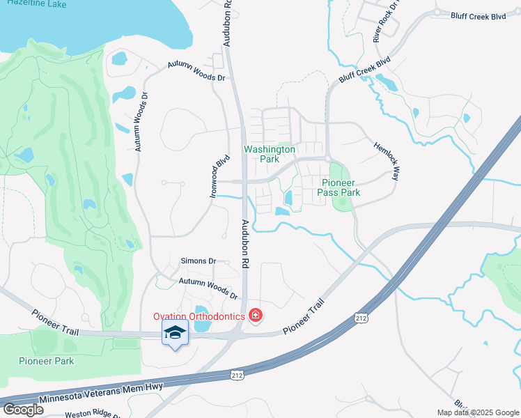 map of restaurants, bars, coffee shops, grocery stores, and more near 9640 Independence Circle in Chanhassen