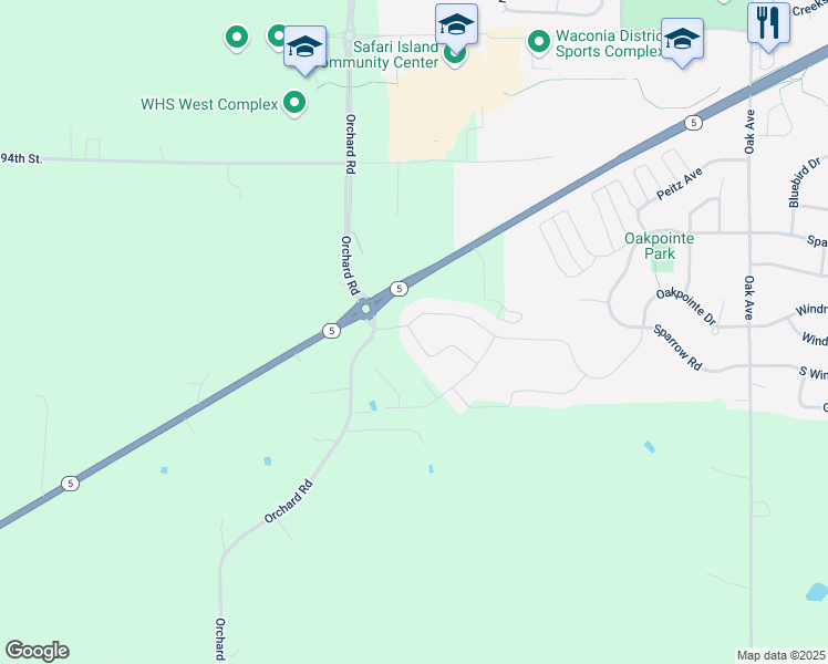 map of restaurants, bars, coffee shops, grocery stores, and more near 11725 Highway 5 in Cologne