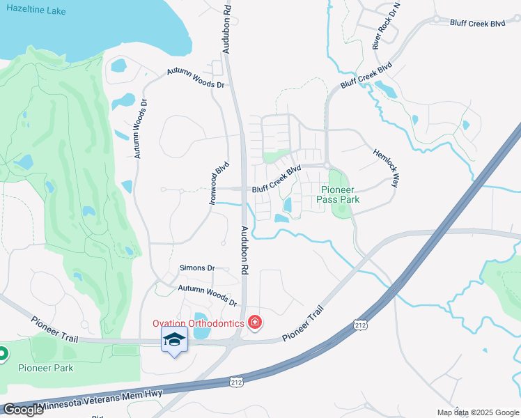 map of restaurants, bars, coffee shops, grocery stores, and more near 9690 Independence Circle in Chanhassen