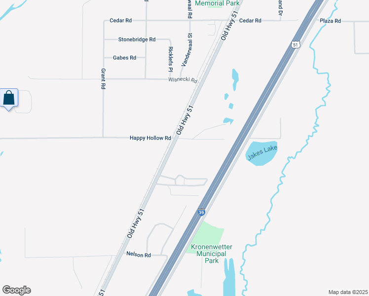 map of restaurants, bars, coffee shops, grocery stores, and more near 1630 Old Highway 51 in Kronenwetter