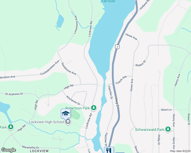 map of restaurants, bars, coffee shops, grocery stores, and more near 294 Lockview Road in Fall River