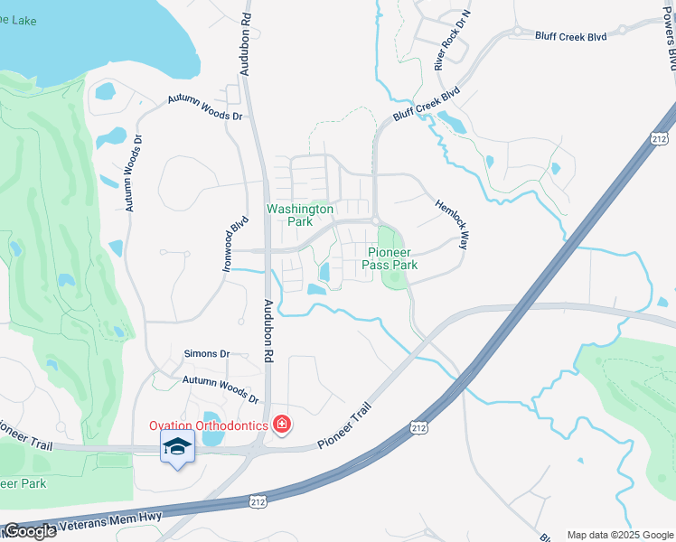 map of restaurants, bars, coffee shops, grocery stores, and more near 1840 Washington Boulevard in Chanhassen
