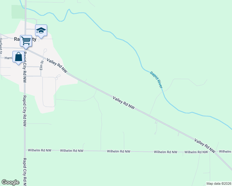 map of restaurants, bars, coffee shops, grocery stores, and more near 8760-9534 Valley Road Northwest in Rapid City