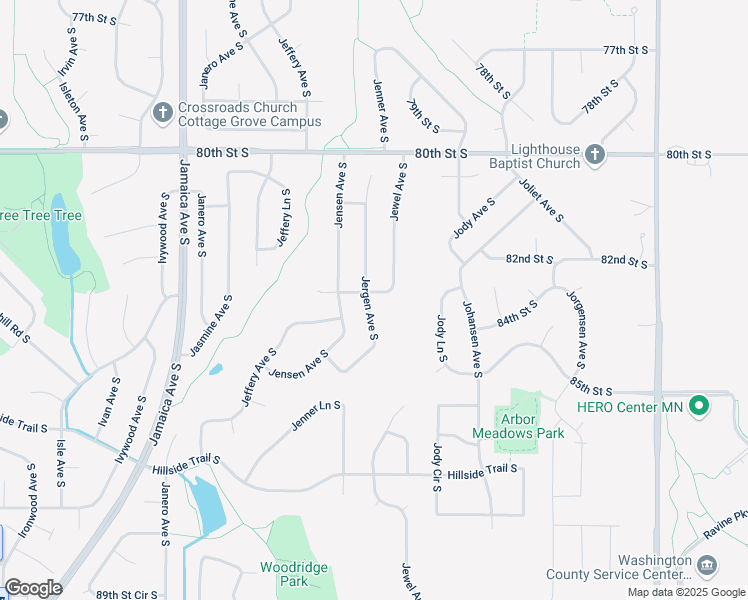 map of restaurants, bars, coffee shops, grocery stores, and more near 9421 83rd Street South in Cottage Grove