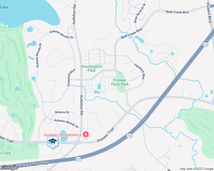 map of restaurants, bars, coffee shops, grocery stores, and more near 1840 Washington Boulevard in Chanhassen