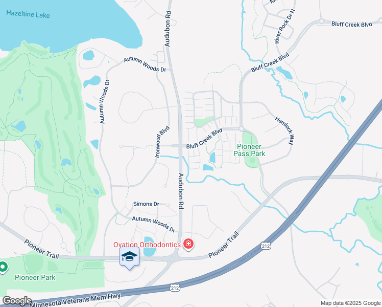 map of restaurants, bars, coffee shops, grocery stores, and more near 9690 Independence Circle in Chanhassen